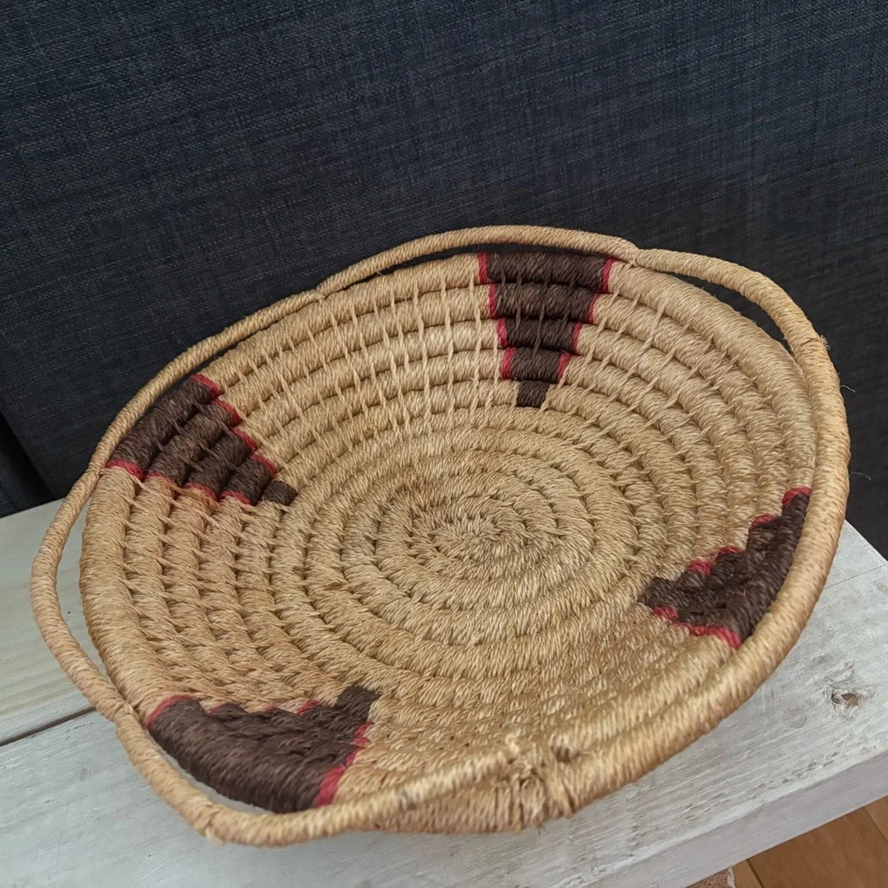 Handmade Coil Woven Twine Basket Santa Fe Style Native American Bowl